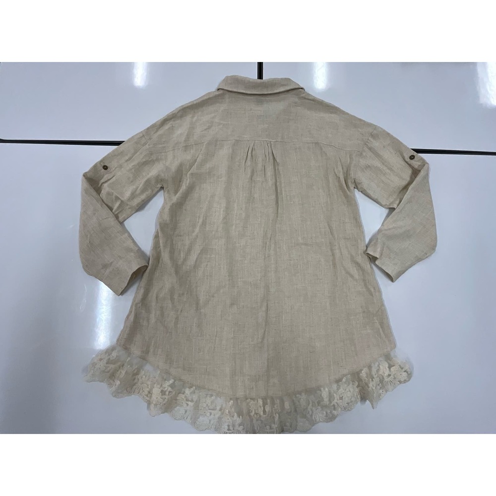 Women’s Bad Little Country Girl Tina Sz L Lace Trim Hem Long Sleeves Button Up - Picture 10 of 12